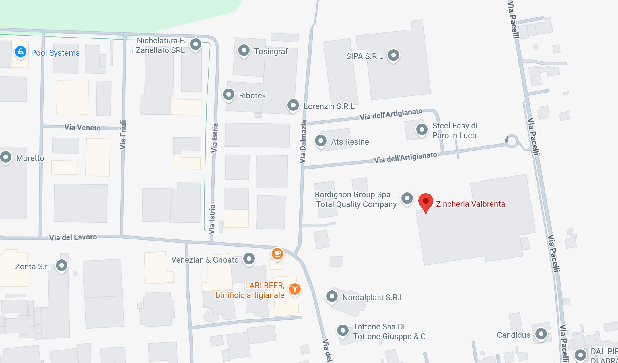 Mappa delle sedi di Bordignon Group